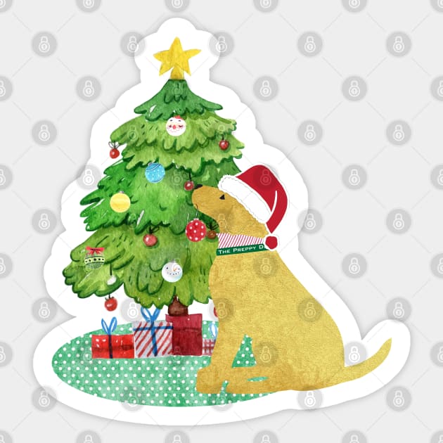 Golden Retriever Decorating Christmas Tree Sticker by emrdesigns